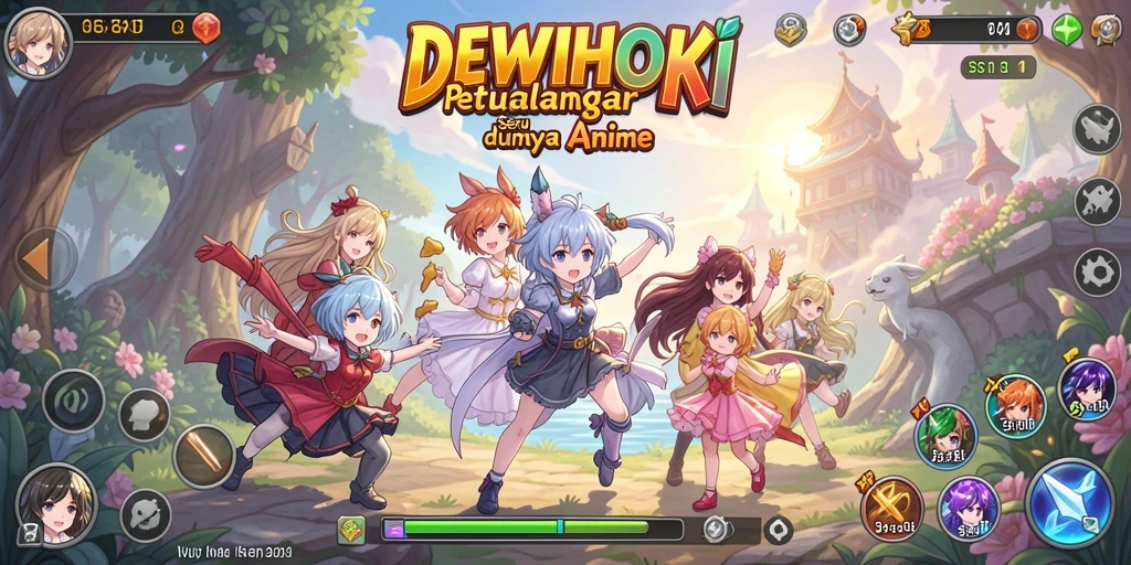 Tampilan gameplay seru DEWIHOKI yang penuh dengan warna dan aksi.