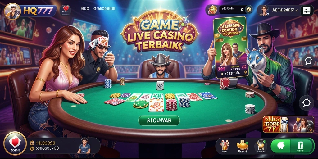 Tampilan gameplay Live Casino yang mendebarkan di HQ777.