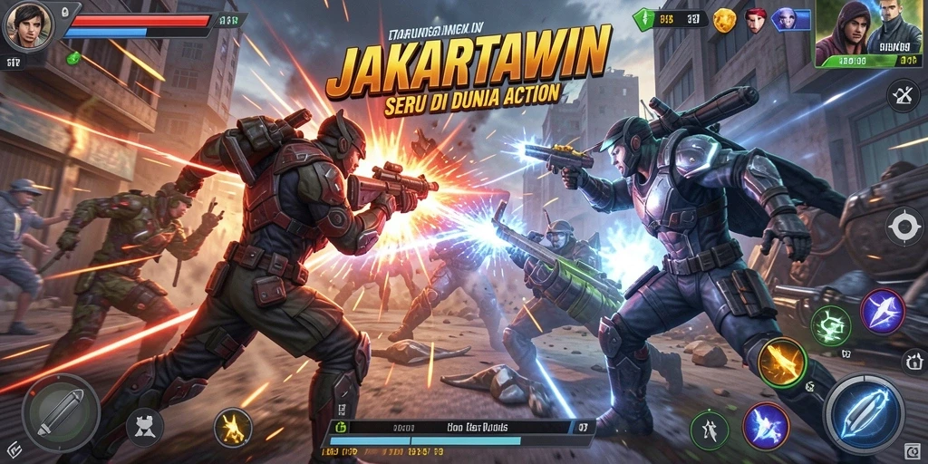 Screenshot JAKARTAWIN menampilkan aksi bertarung yang intens.