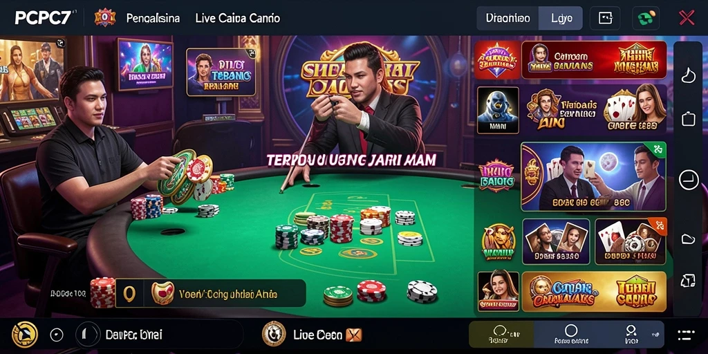 Tampilan gameplay Live Casino yang mendebarkan di PCPC7.