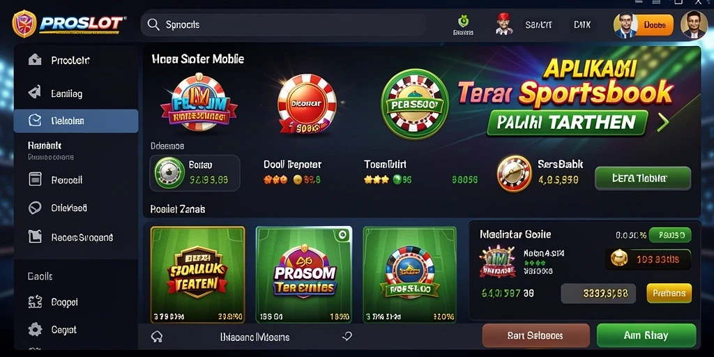 Tampilan gameplay PROSLOT dengan berbagai pilihan taruhan olahraga.