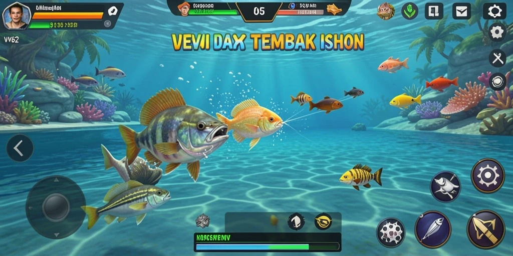 Gameplay VV62 yang seru saat menembak ikan.